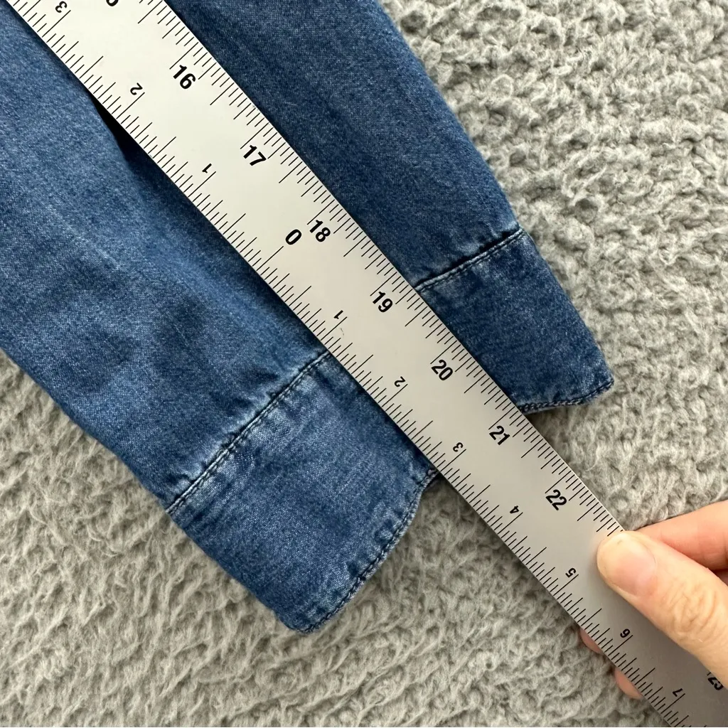 Y2K Old Navy Chambray Shirt Utility Dress Button Up‎ Preppy Casual Travel Wmn S - Image 7