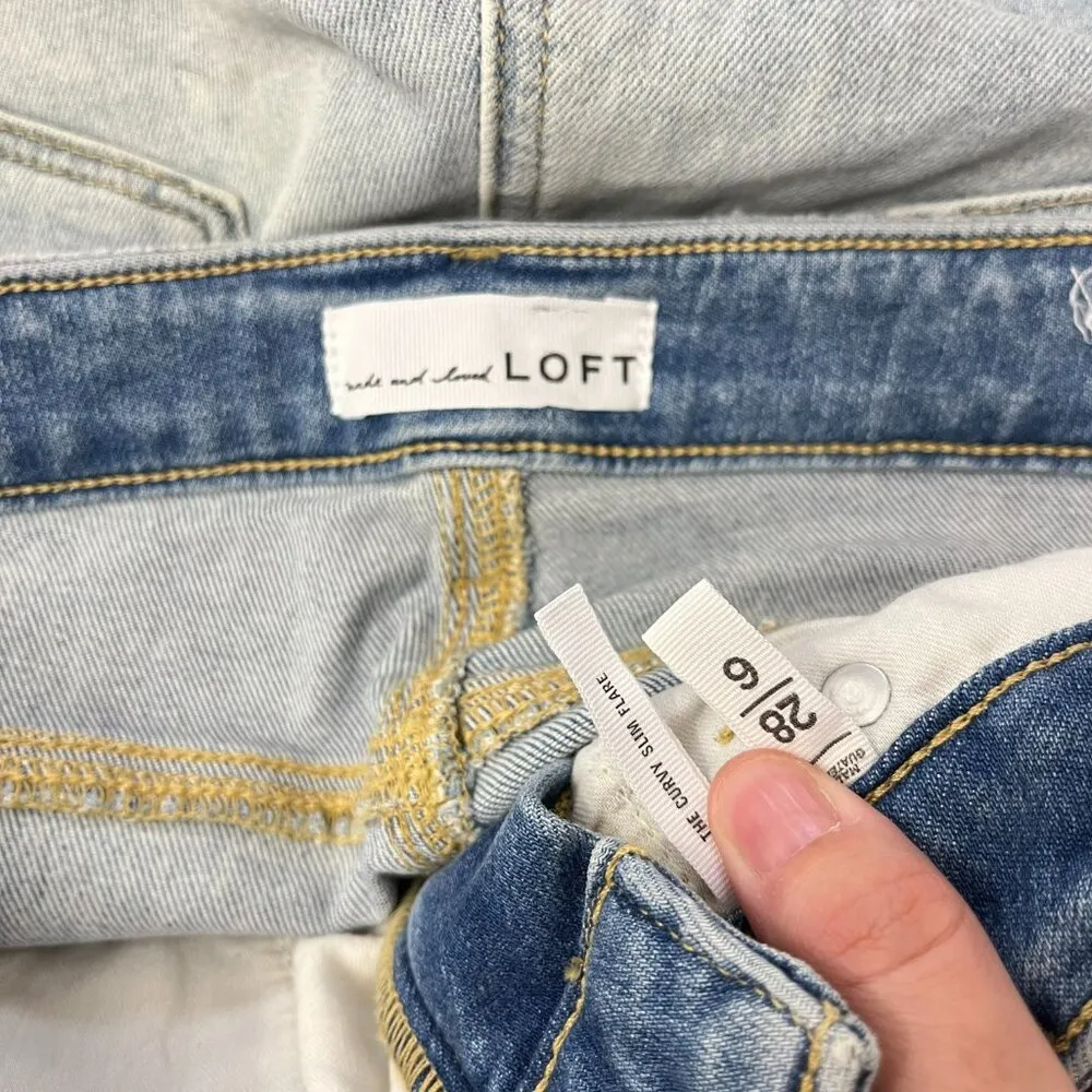 Loft  Curvy Slim Flare Jeans Size 28 / 6 Women's High Rise Blue Wash Denim - Image 5