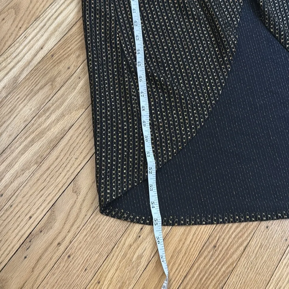 Betsey Johnson Black Gold Metallic Twist Front High Low Dress Size L - Image 6