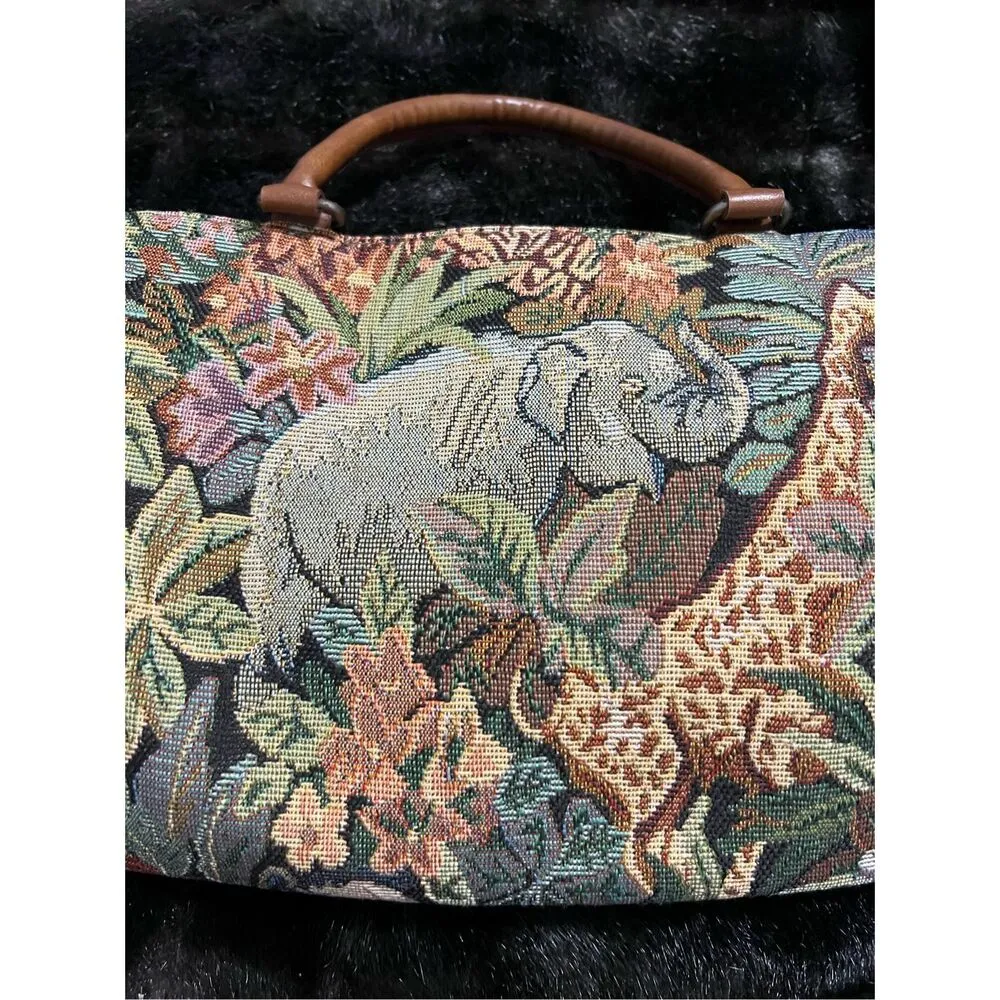 Tapestry hand bag  Jungle Bag Tiger Panda Giraffe Elephant Zebra - Image 2