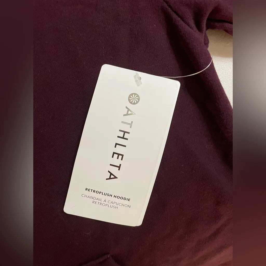 Athleta NWT Retroplush Sweatshirt Hoodie Alya Floral Purple Size S - Image 9