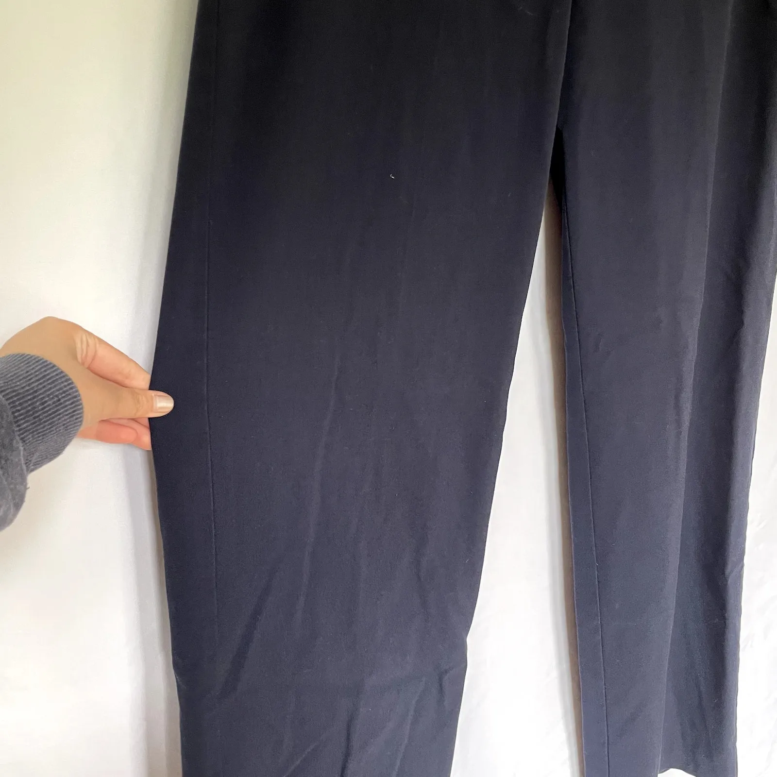 Briggs New York petite women's size 12 dress pants wide leg straight navy blue - Image 3