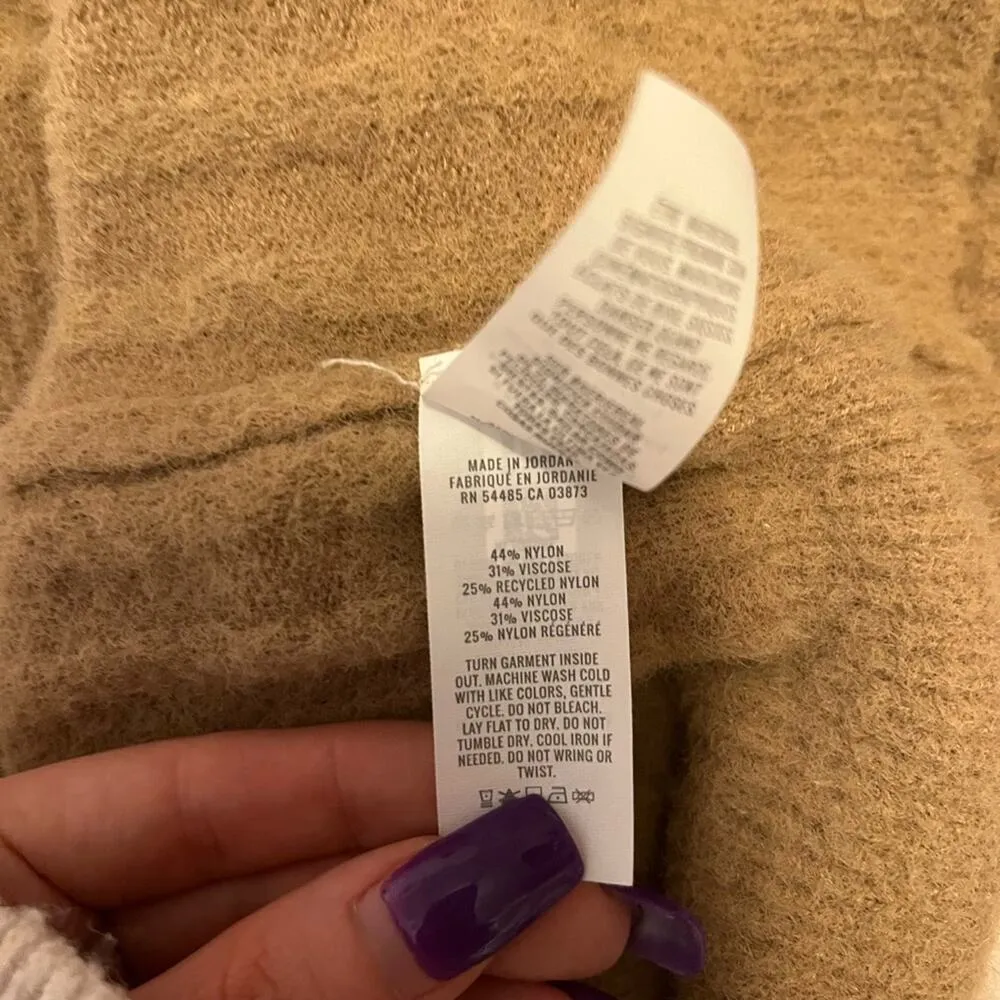 Aerie Tan Rib Knit Scoop Neck Long Sleeve Sweater Fall Winter Cozycore Size XXS - Image 3