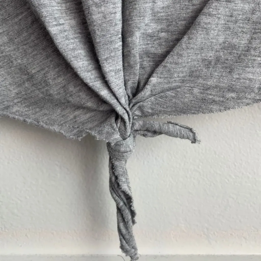 TOPSHOP Gray Tie Short Sleeve Crop Top - Image 5