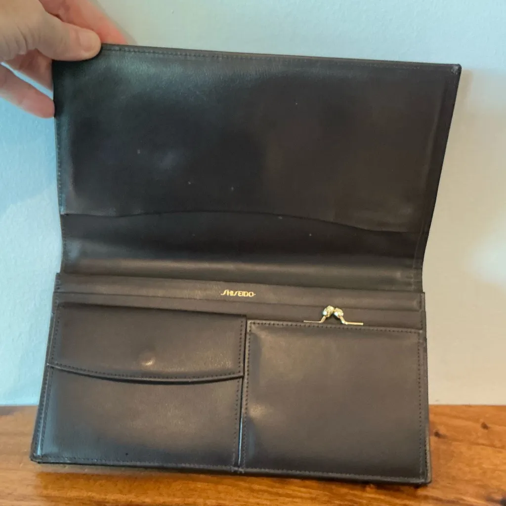 Rare 80s SHISEIDO Hanamizuki Club Special Edition Jacquard/Leather Clutch Wallet Pink - Image 4