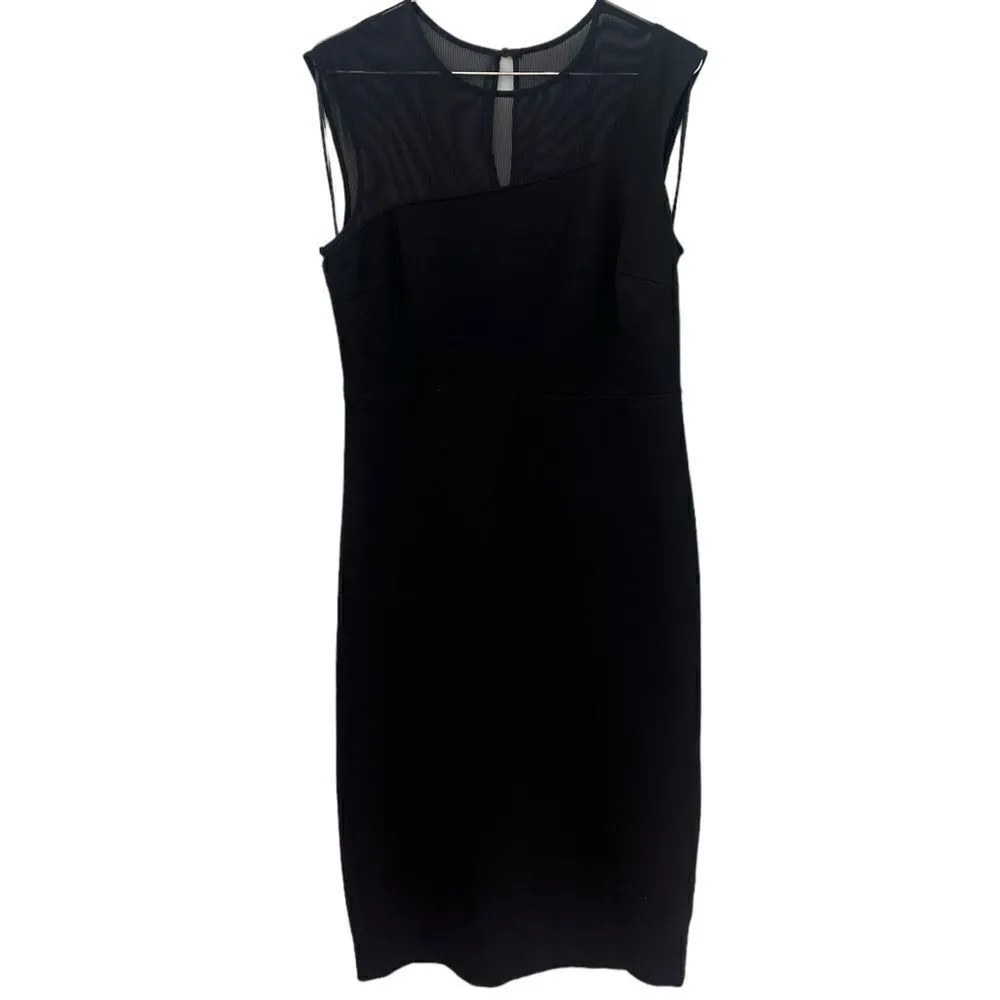 L.K. Bennett SOPHIA ILLUSION SHEATH DRESS IN BLACK 10 - Image 2