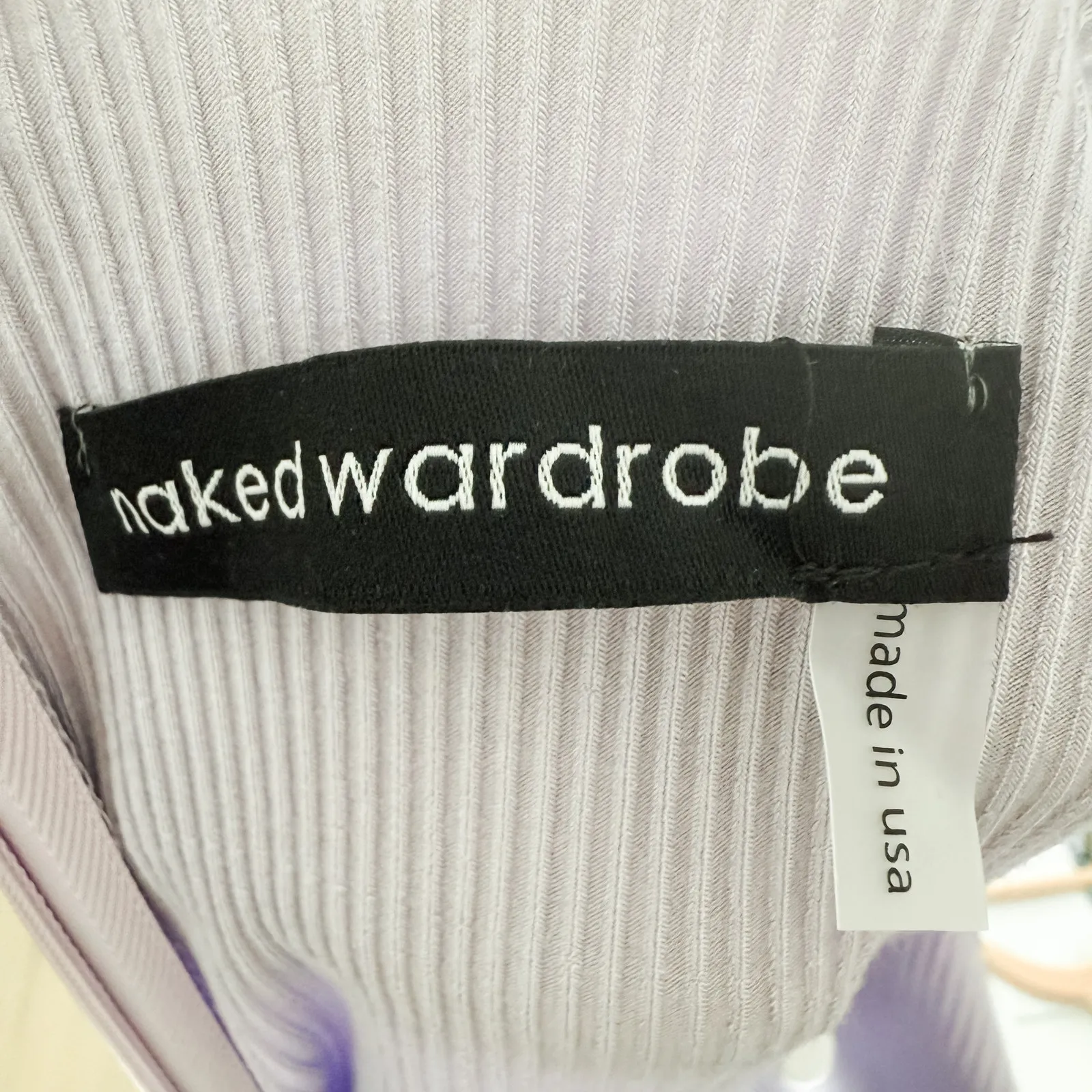 NWOT Naked‎ Wardrobe Jumpsuit Sleeveless Ribbed Lilac Size L Minimalist Bodycon - Image 3