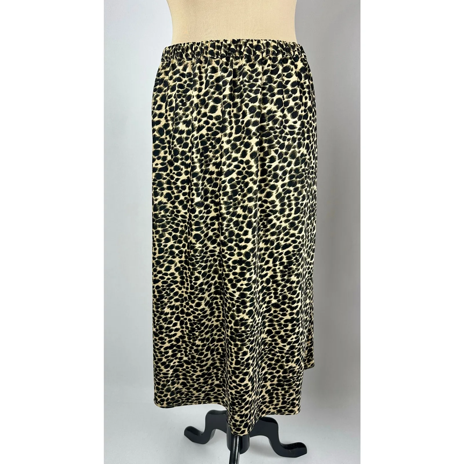 J. Crew Size Large XL Cheetah Animal Print Midi Slip Skirt Elastic Waist Y2K NWT - Image 2