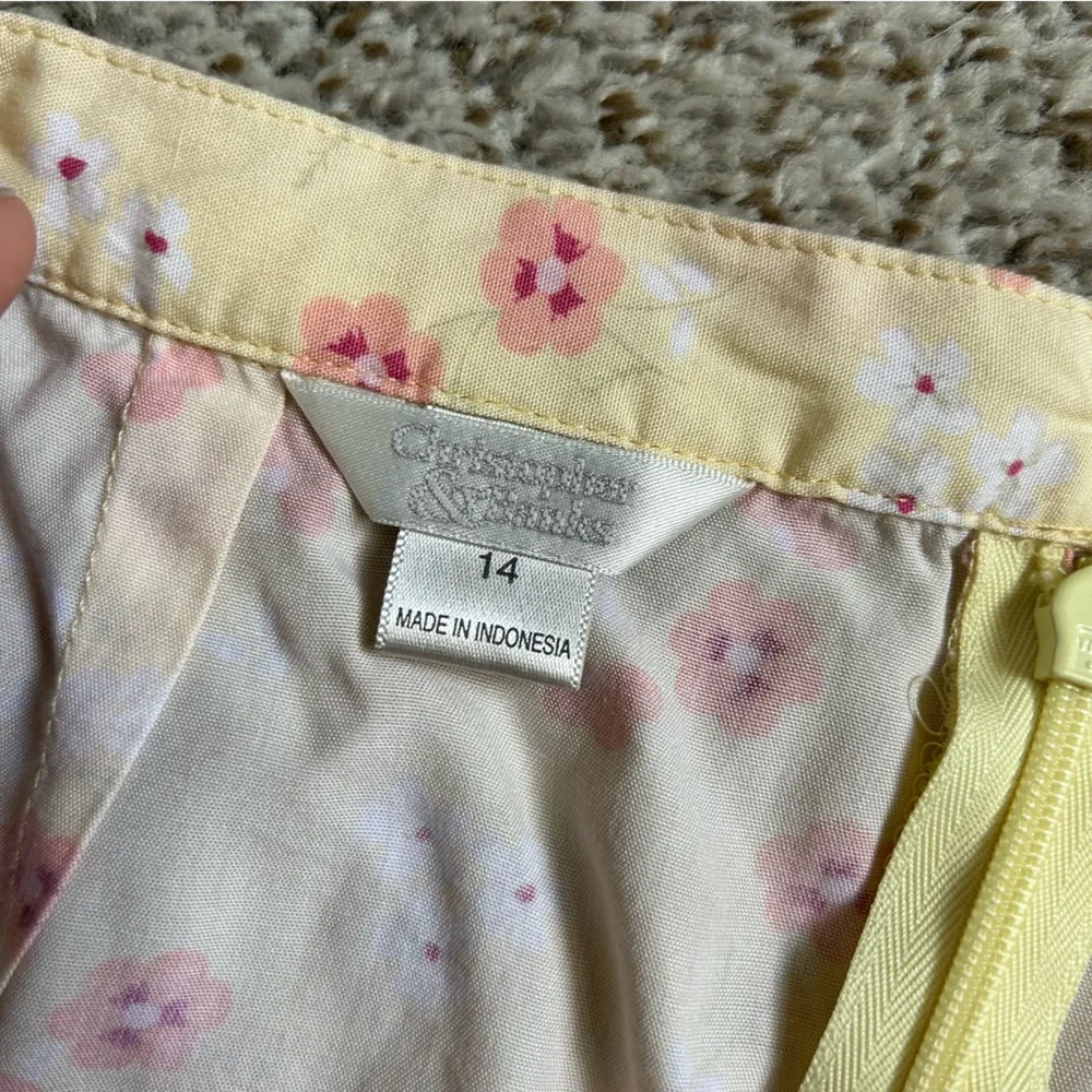 🦋 Christopher & Banks Vintage Yellow Pink Floral Maxi Skirt Size 12 90s - Image 3