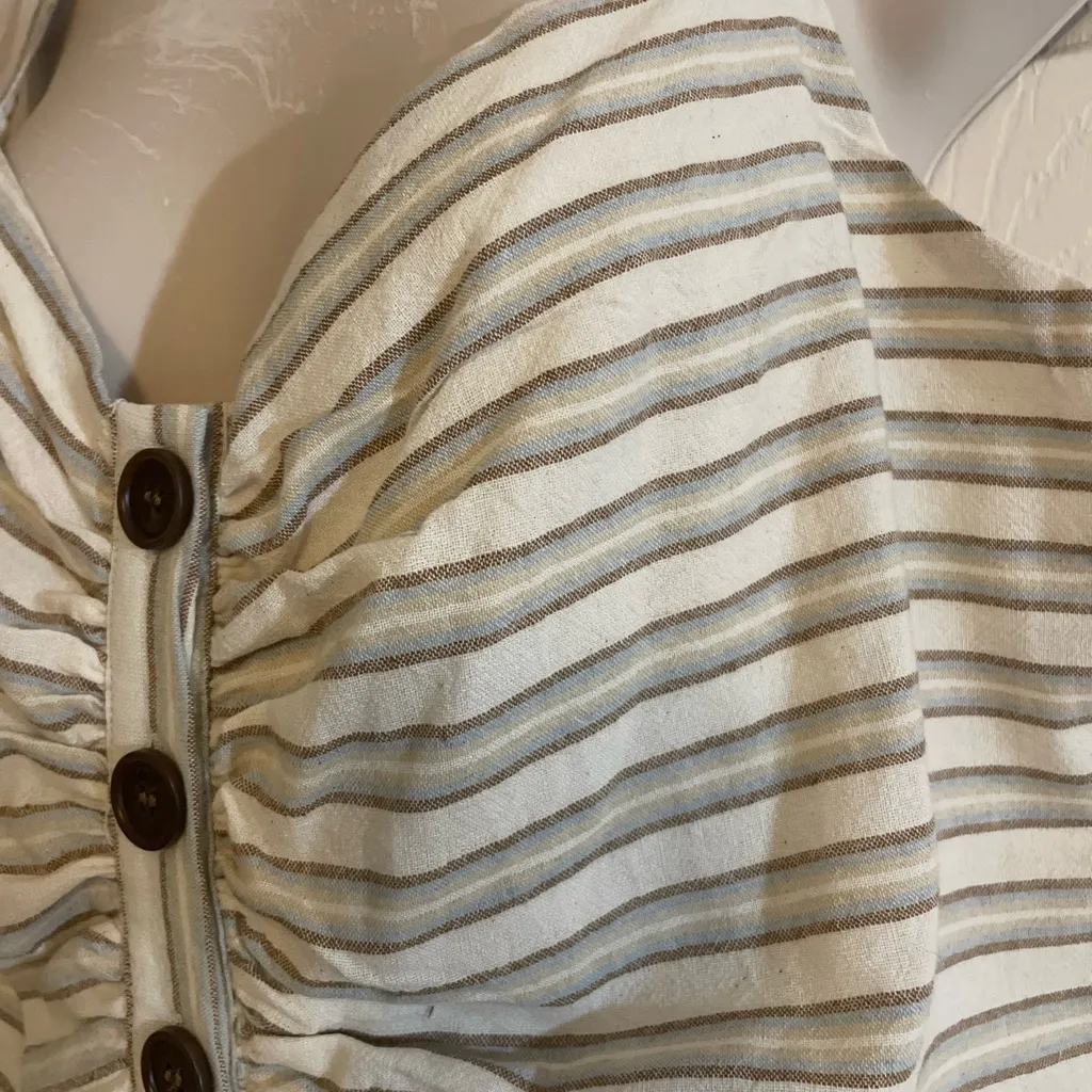 Lulu's Cream and Tan Striped Crop Top - Image 2