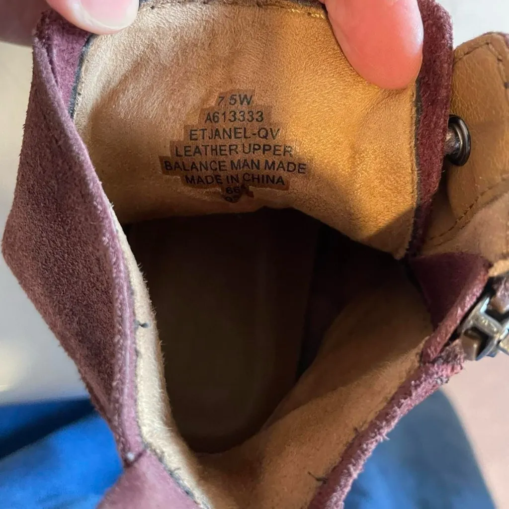 Earth Women's 7.5W Wide Lace Up Boots Burgundy Dark Red Brown Size 7.5 - Image 6