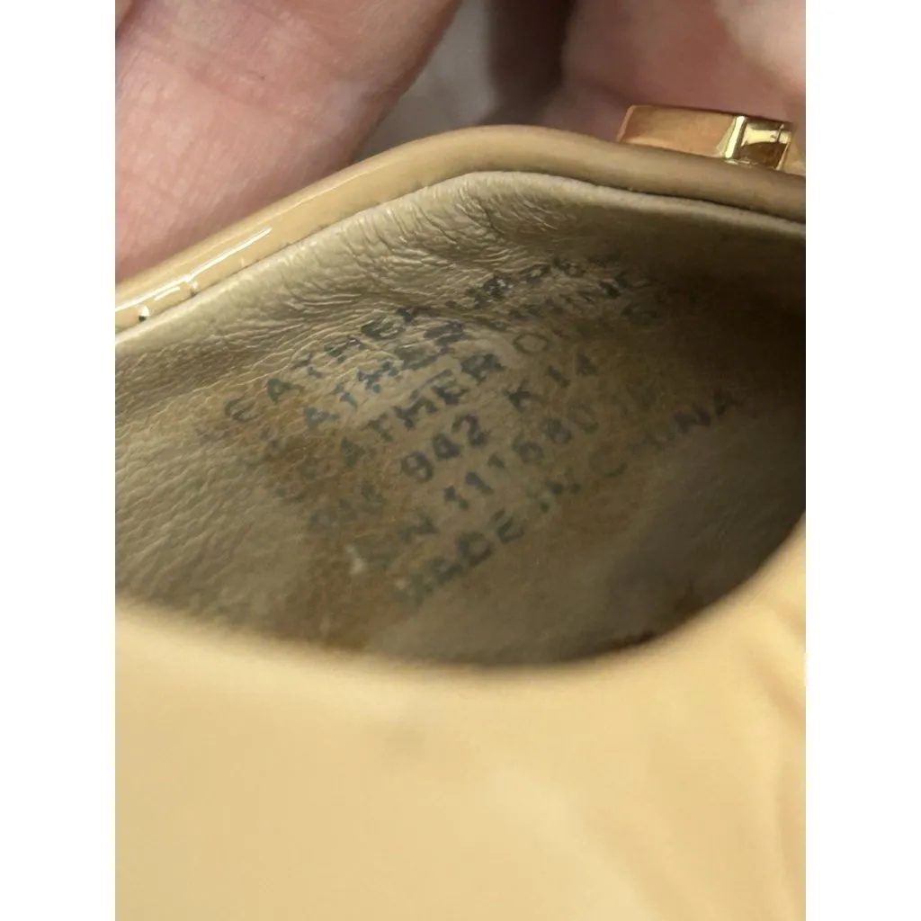 Tory Burch Raleigh Patent Leather Pump Block Heel Nude Size 9M - Image 7