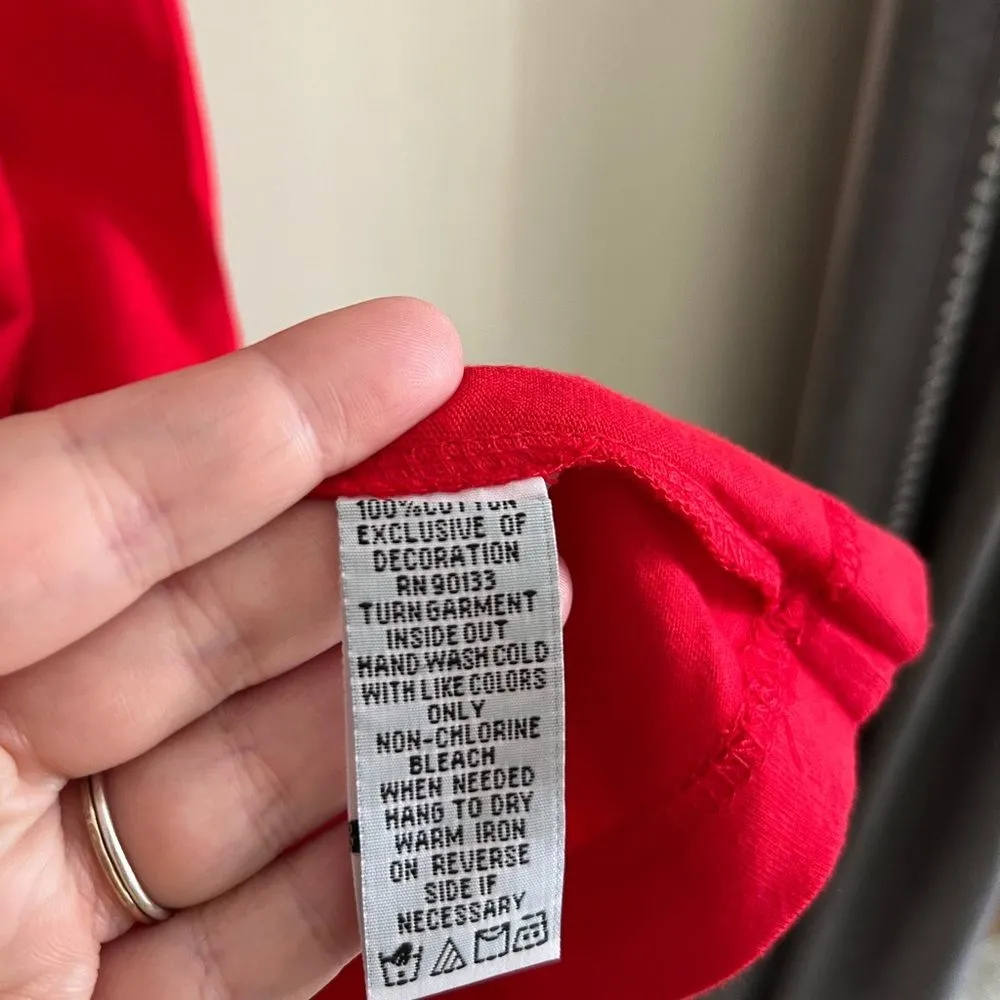 Bob Mackie 90s Red Floral Embroidered Applique Wearable Art Shift Dress L - Image 5