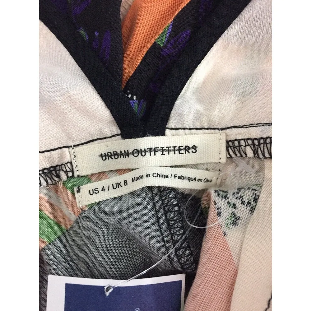 Urban Outfitters Bold Patchwork Jumpsuit Crossover Deep V Size 4 Orange Black - Image 8