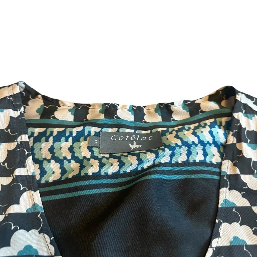 Cotelac Fun Print Fit N Flare Dress Sleeveless Shift Satin Bohemian Size 6 Women Gray - Image 3