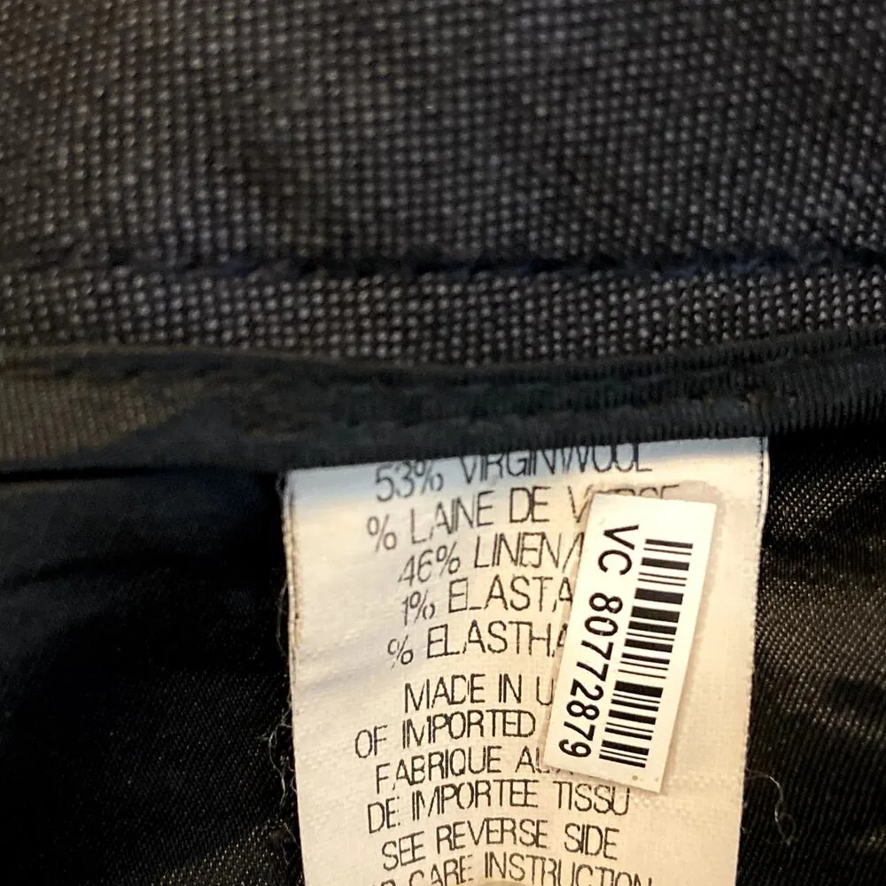 Theory Trouser Pants Wool Linen Blend Mid-Rise Straight Leg Flat Pockets Black 4 - Image 4