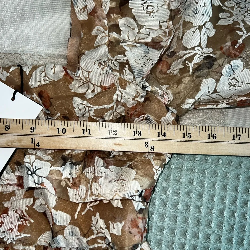 En Saison Chrishell floral Print organza mini dress Long Sleeve Square Neck S White - Image 5