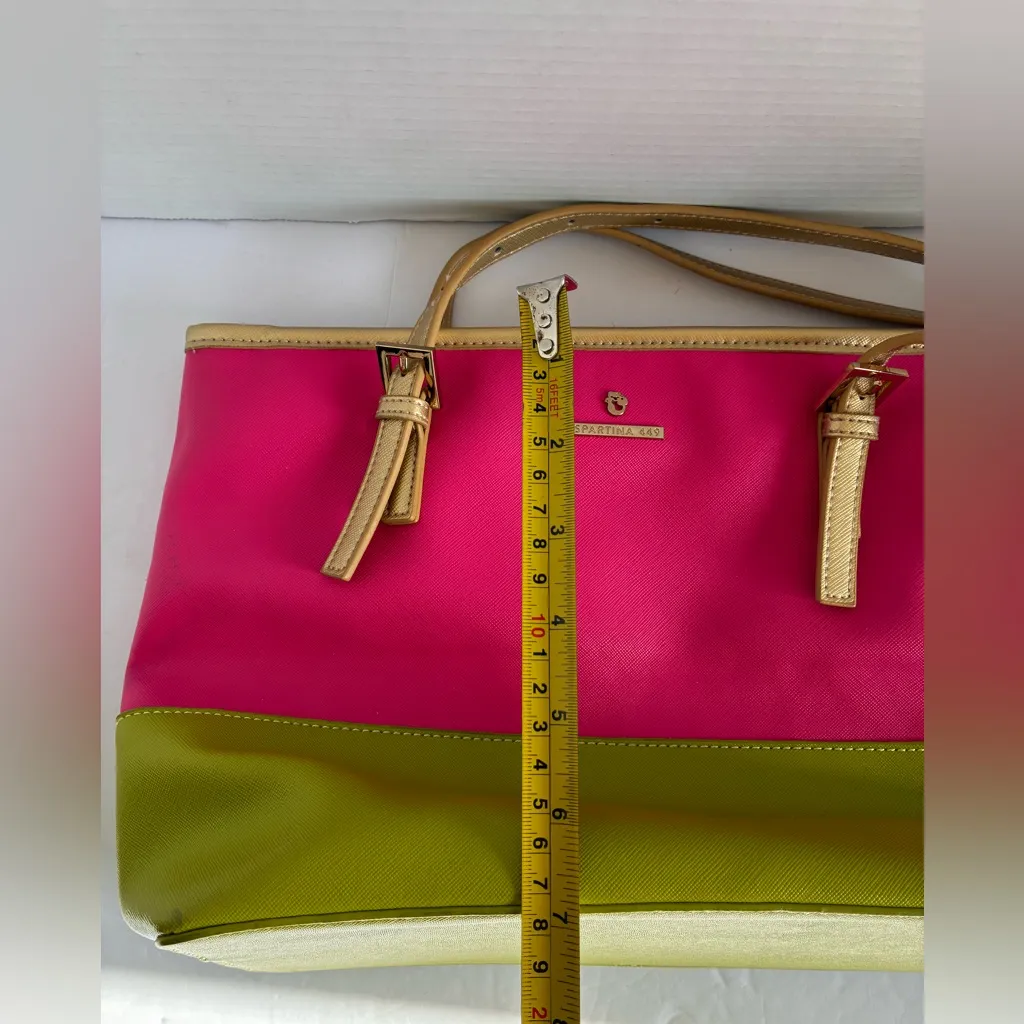 NWOT Spartina 449 Pink and Green Women's Bag with leather trim - Image 15