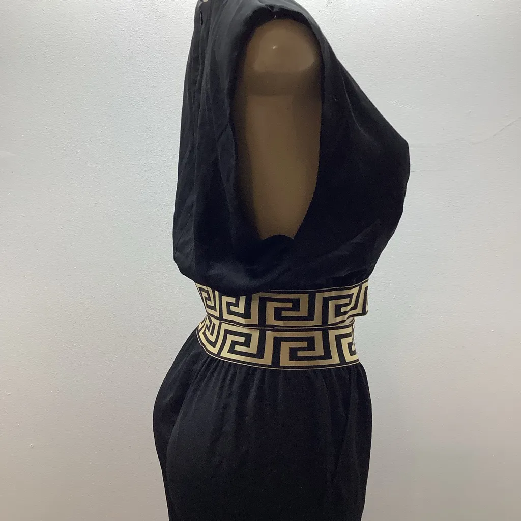 Cien Size Medium Black Satin 2Pc Pant Set With Geometric Elastic Waist. Preloved - Image 6