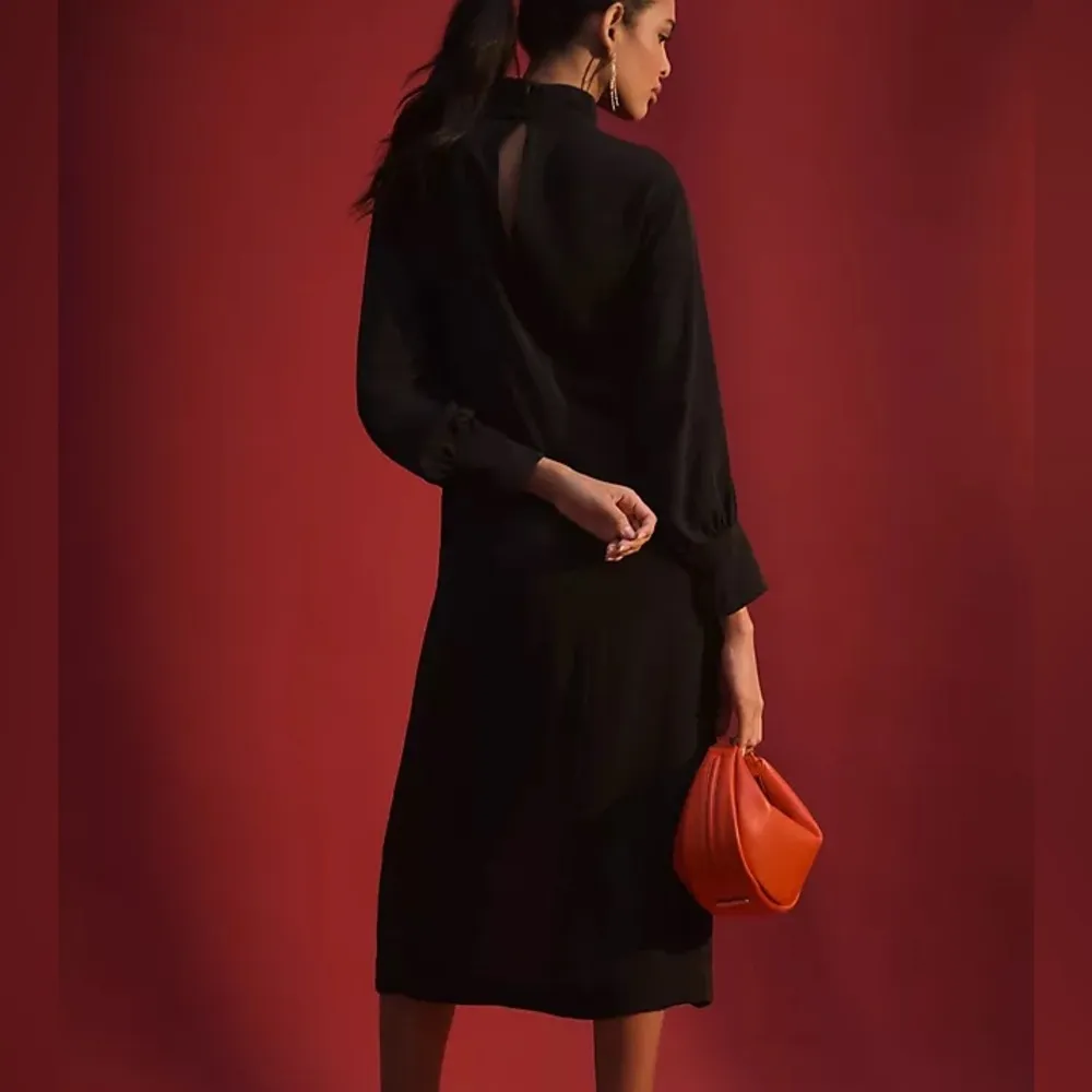 Anthropologie Maeve Women’s Black Long Sleeve Mock Neck Midi Dress Small - Image 7