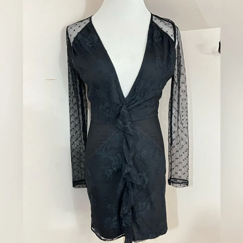 Lovers & Friends Revolve Collette Black Mesh Ruffle Mini Dress XS NWT - Image 2