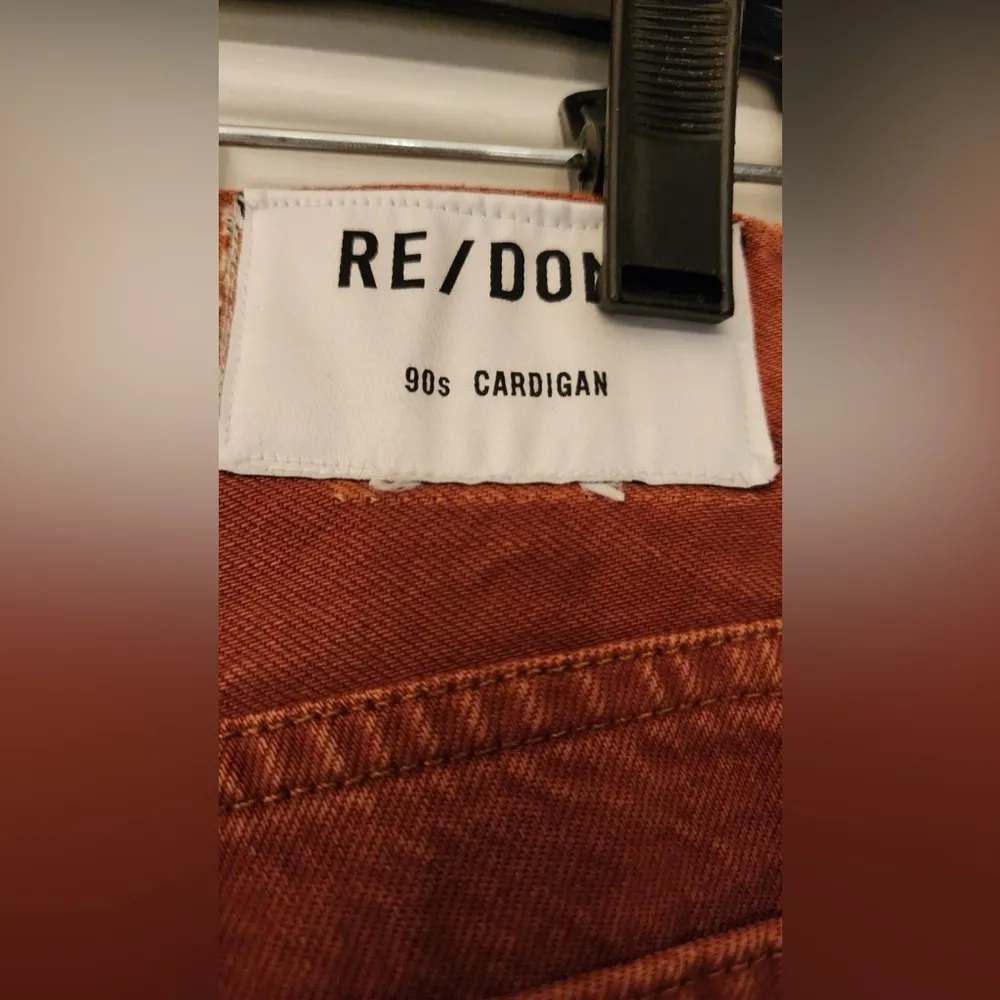 REDONE 90’s Cradigan Rust High Rise Women’s Ankle Crop Raw Hem Size 26 - Image 10