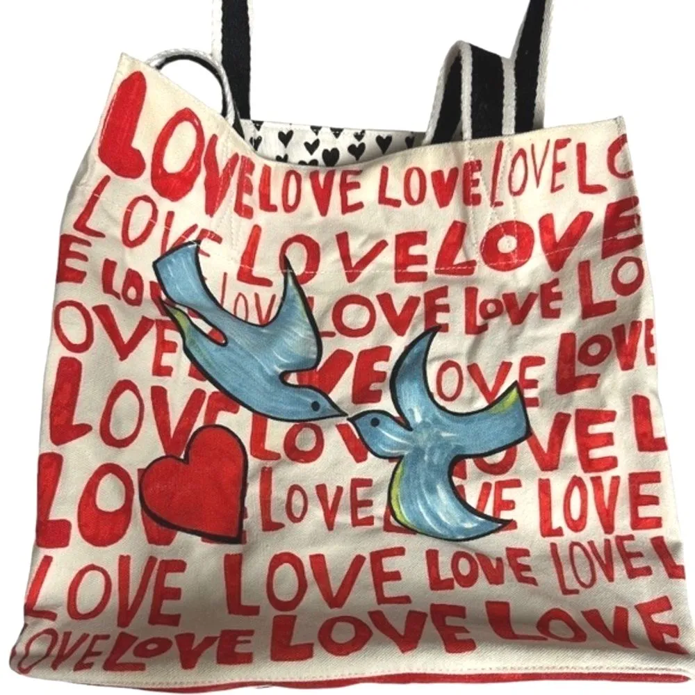 Brighton‎ Cream and Red 2016 Retired On The Wings of Doves Canvass Tote - Image 7