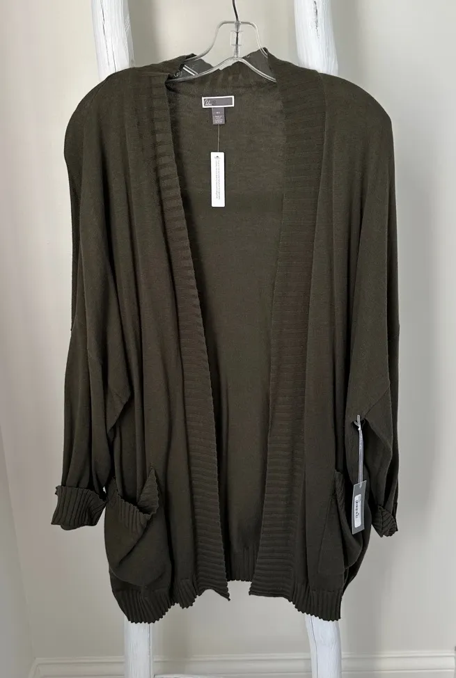 Chelsea28 Olive Open Front Oversized Cardigan Size Medium/Large - Image 1