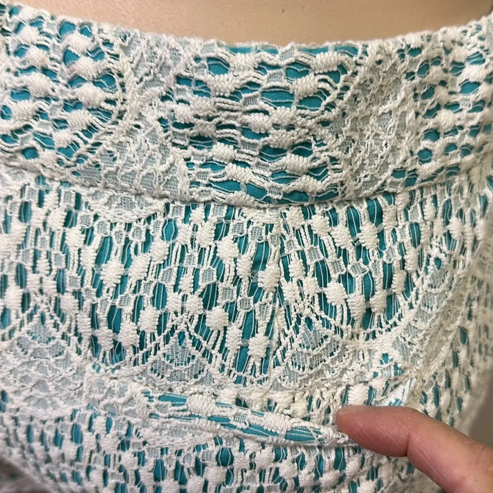 Ann Taylor Loft Turquoise Cream Lace Overlay Pocket Shorts Womens 4 Original - Image 7