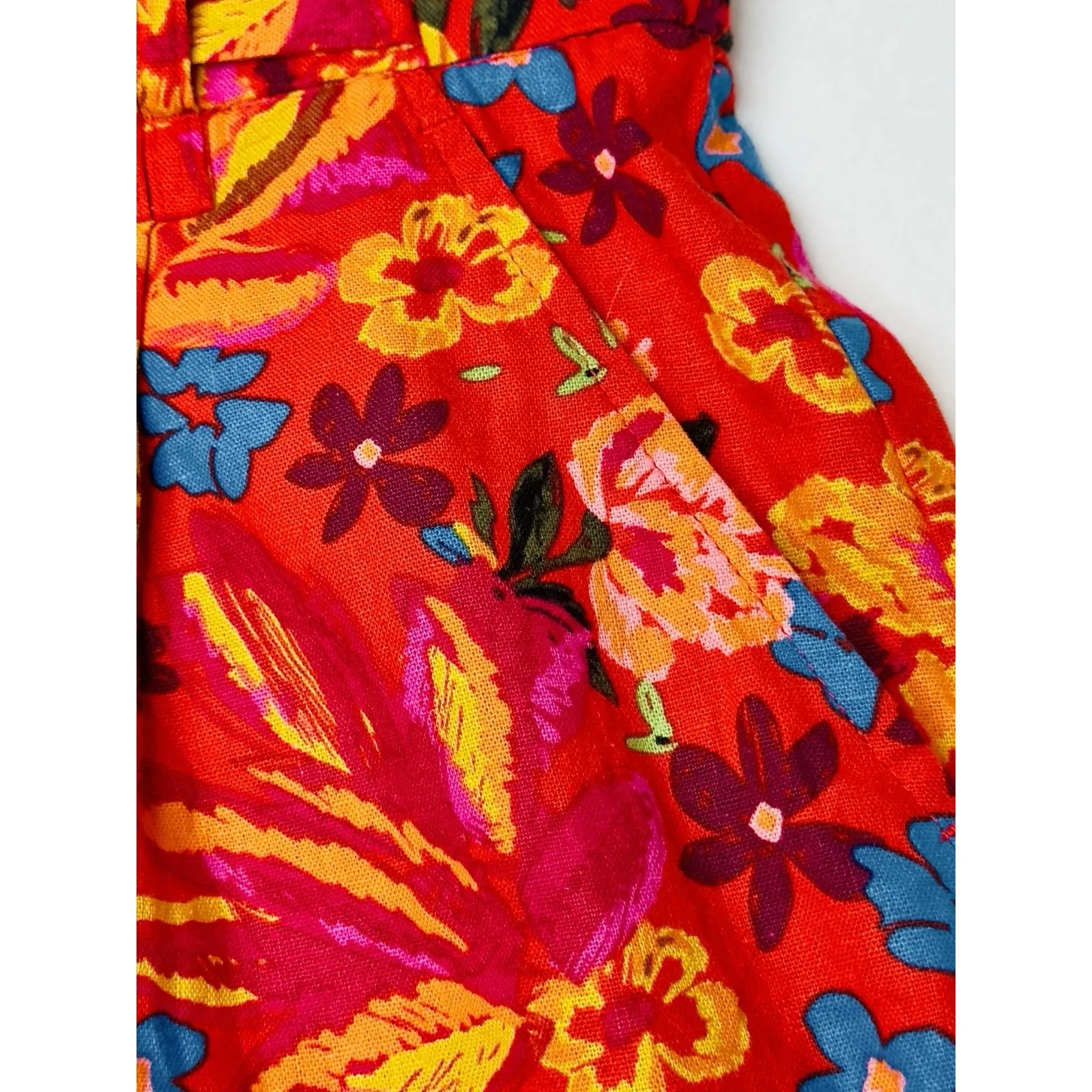 C&C Cali Women Colorful Tropical Hawaiian Tie Front Relaxed Linen‎ Blend Short 6 - Image 4