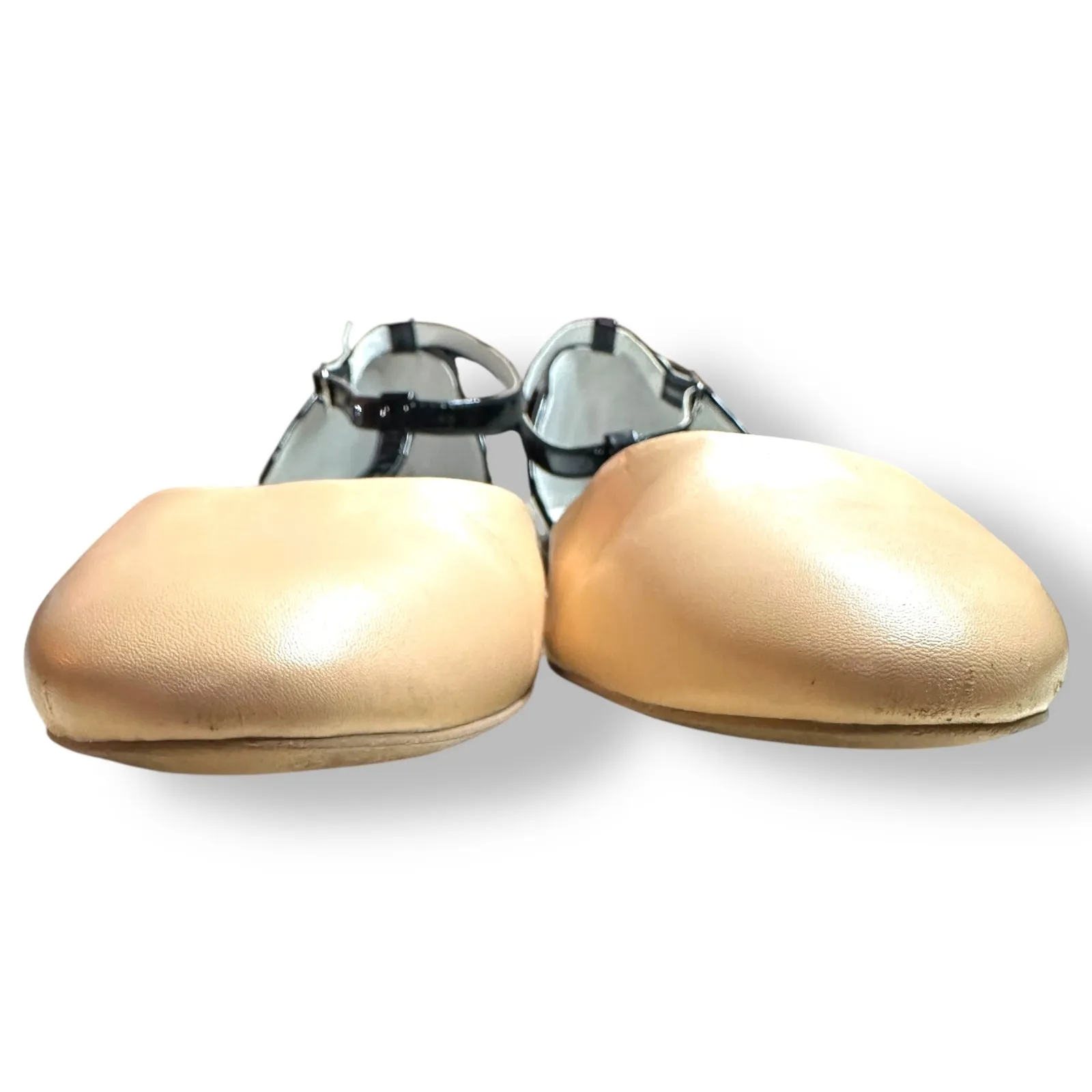 Shoes of Prey Women's Tan Black Patent Leather T Strap Ballet Flats Size 11.5 W - Image 6
