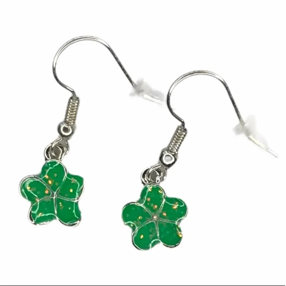 Drop Earrings Silver Green Fire Opal Flowers - Image 7