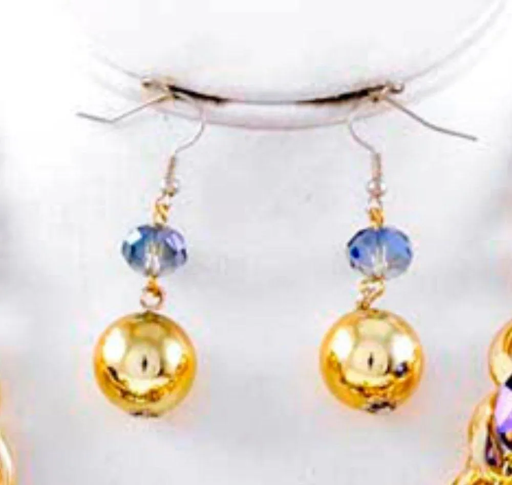 GOLD TOPAZ & METALLIC BLUE CLUSTER NECKLACE SET - Image 2