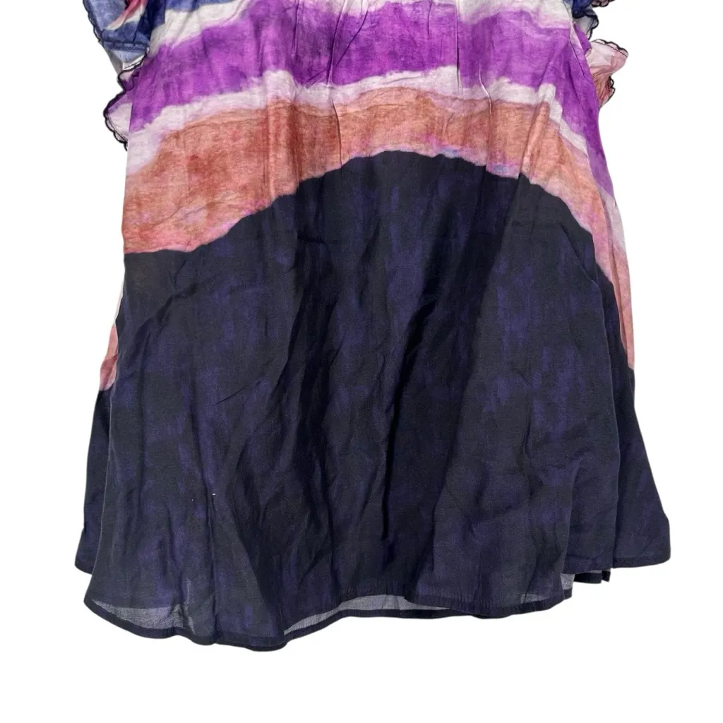 Chufy Northern Lights Kaia Navy Watercolor Top size Small Ruffle Tie Dye Stripes Blue - Image 9