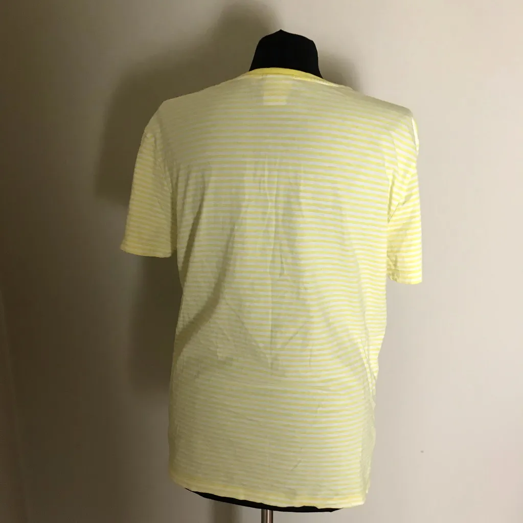 Lacoste Yellow Striped V-Neck Shirt - Image 3