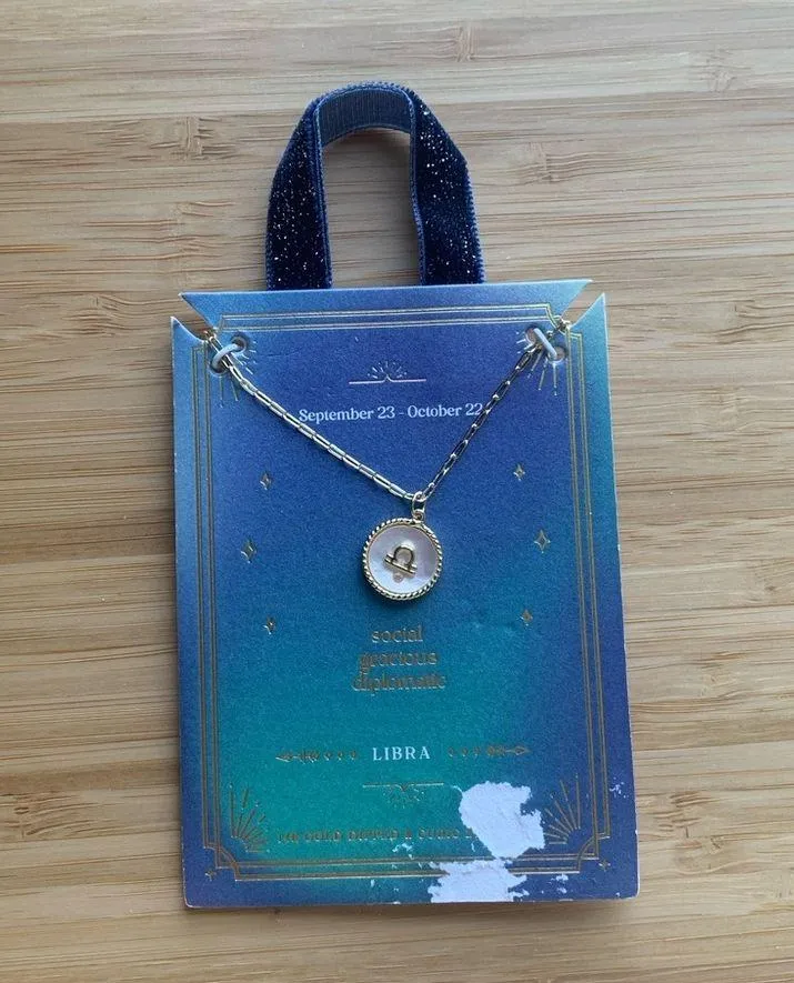 Beloved + Inspired 14K Gold Dipped Mother of Pearl Zodiac Pendant Necklace - Image 4