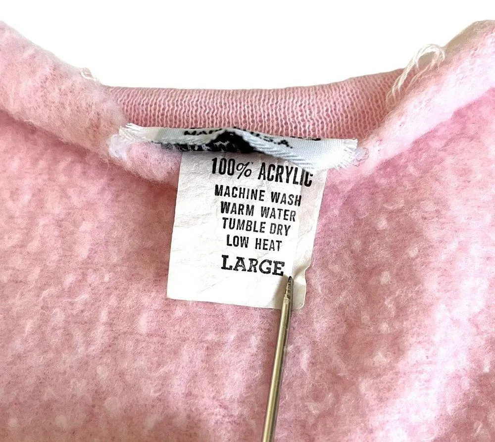 Vintage New York Shirtworks Pink Jersey Fleece Cardigan Shrug Size L - Image 4