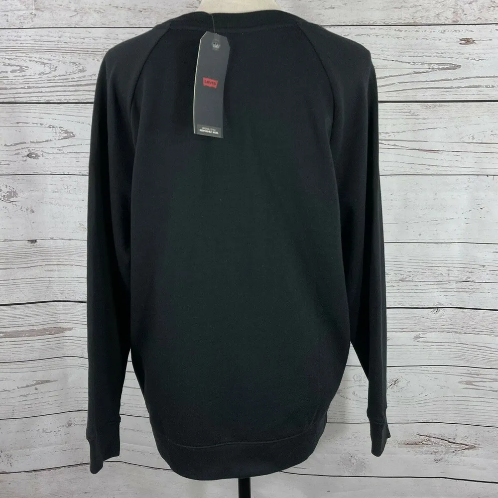 Levi's Womens 2X-Large Sweatshirt Stretch Long Sleeve Black w/ White Logo New - Image 5