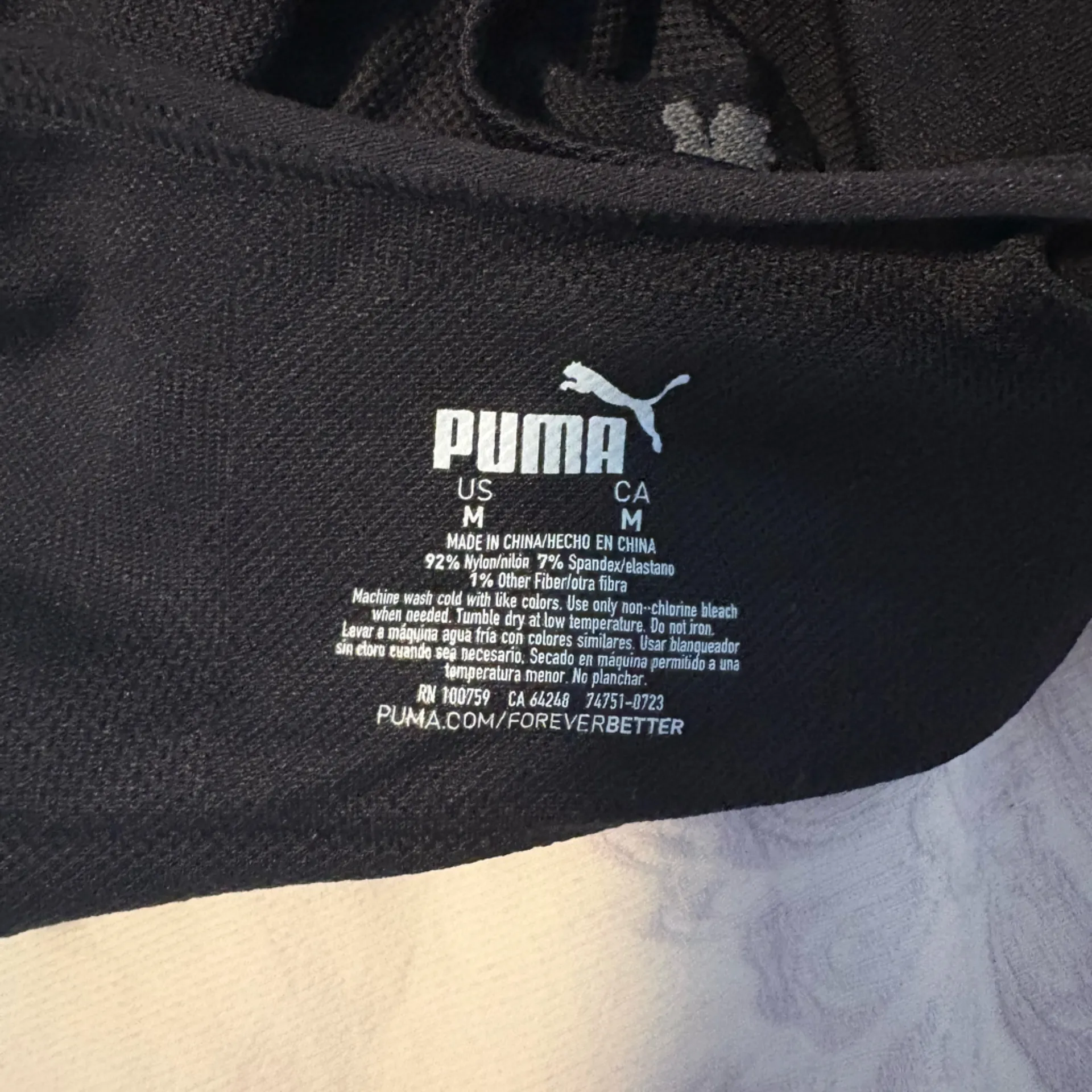 Puma Black V-Neck Sports Bra - Image 2