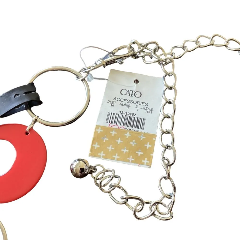 Cato Silver & Red Circle Chain Belt - Image 3