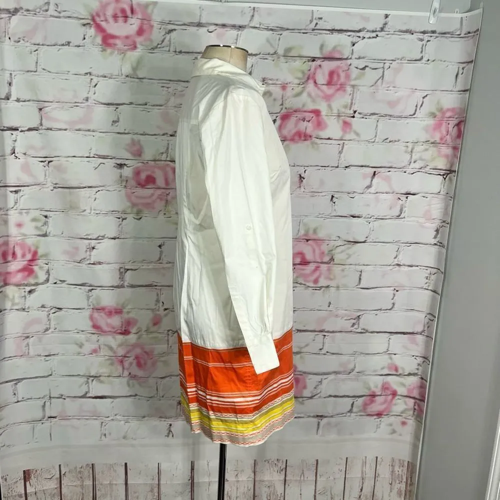 🔥5 for $25 sale🔥 Ann Taylor white collared shirt dress with orange hem line - Image 4
