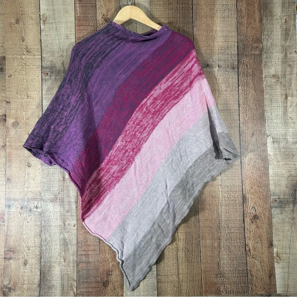 Gradient Striped Poncho Shawl Wrap Lightweight Knit Purple Pink Gray Ombré Size undefined - Image 5