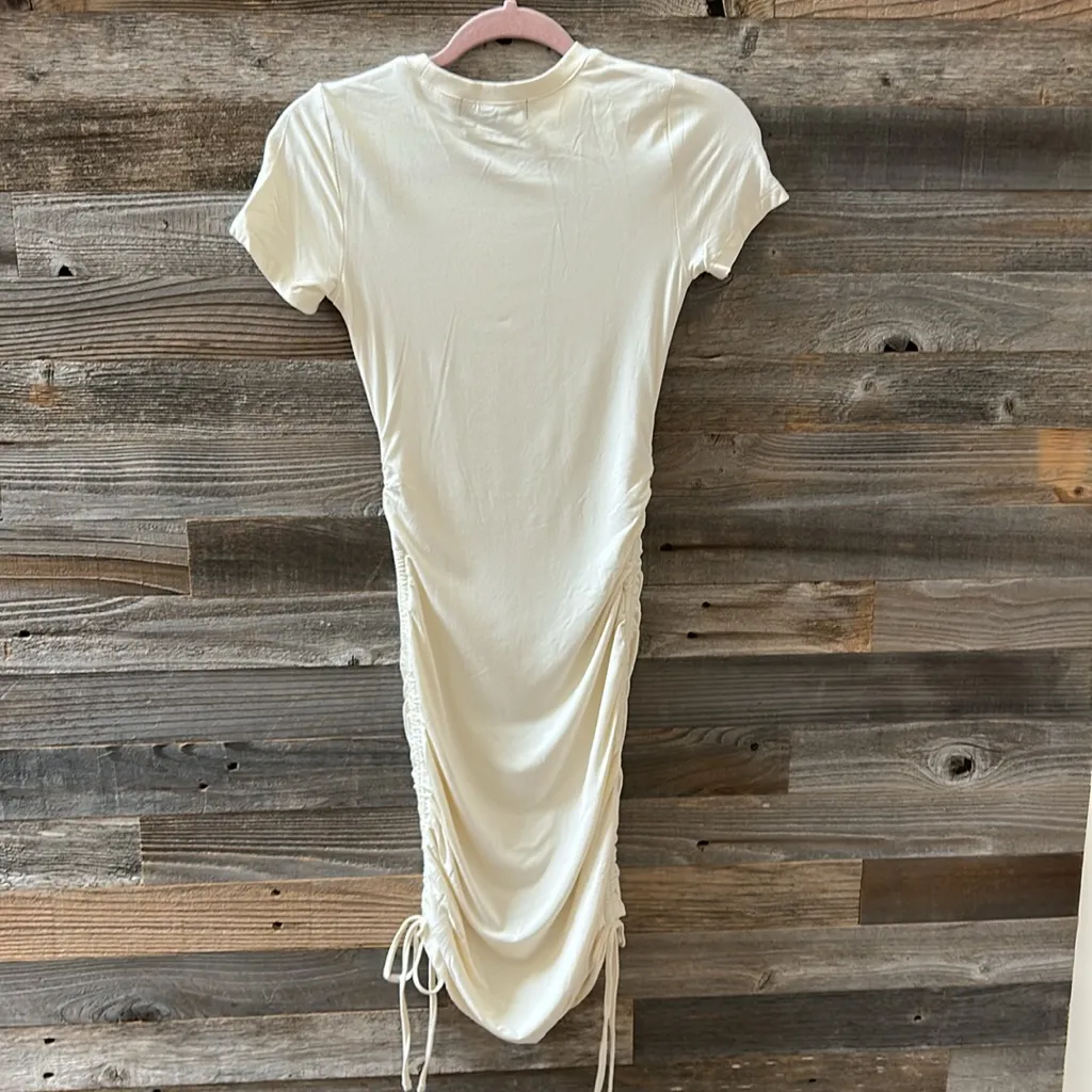 Rachel Parcell Ruched Tee Bodycon Mini Dress in Ivory Size XS NWT - Image 7