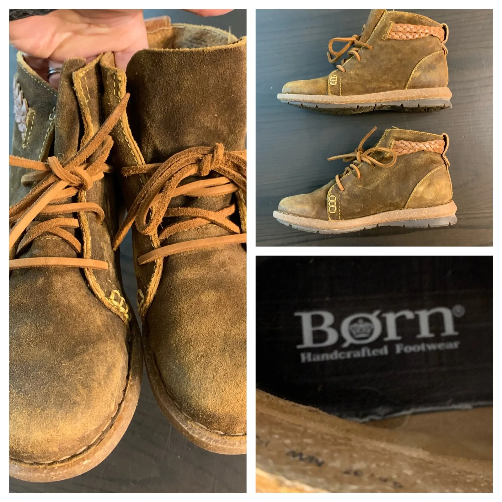 Born Handcrafted Footwear Suede Lace Up Ankle Boots Women Brown Size 6.5 - Image 11