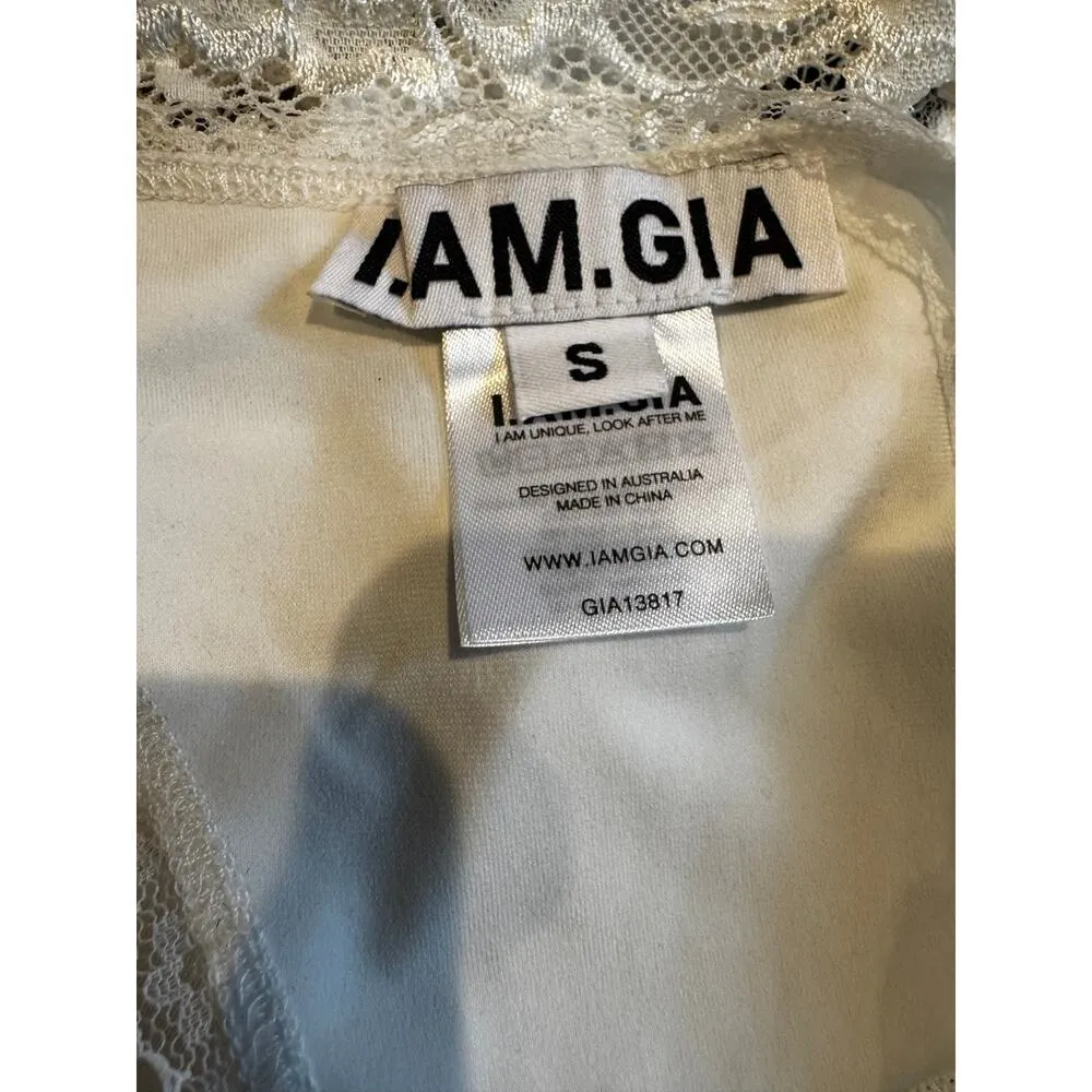 I.AM.GIA Karissa Bodysuit White Size S (4-6) Sheer Panel Lingerie-Inspired - Image 4
