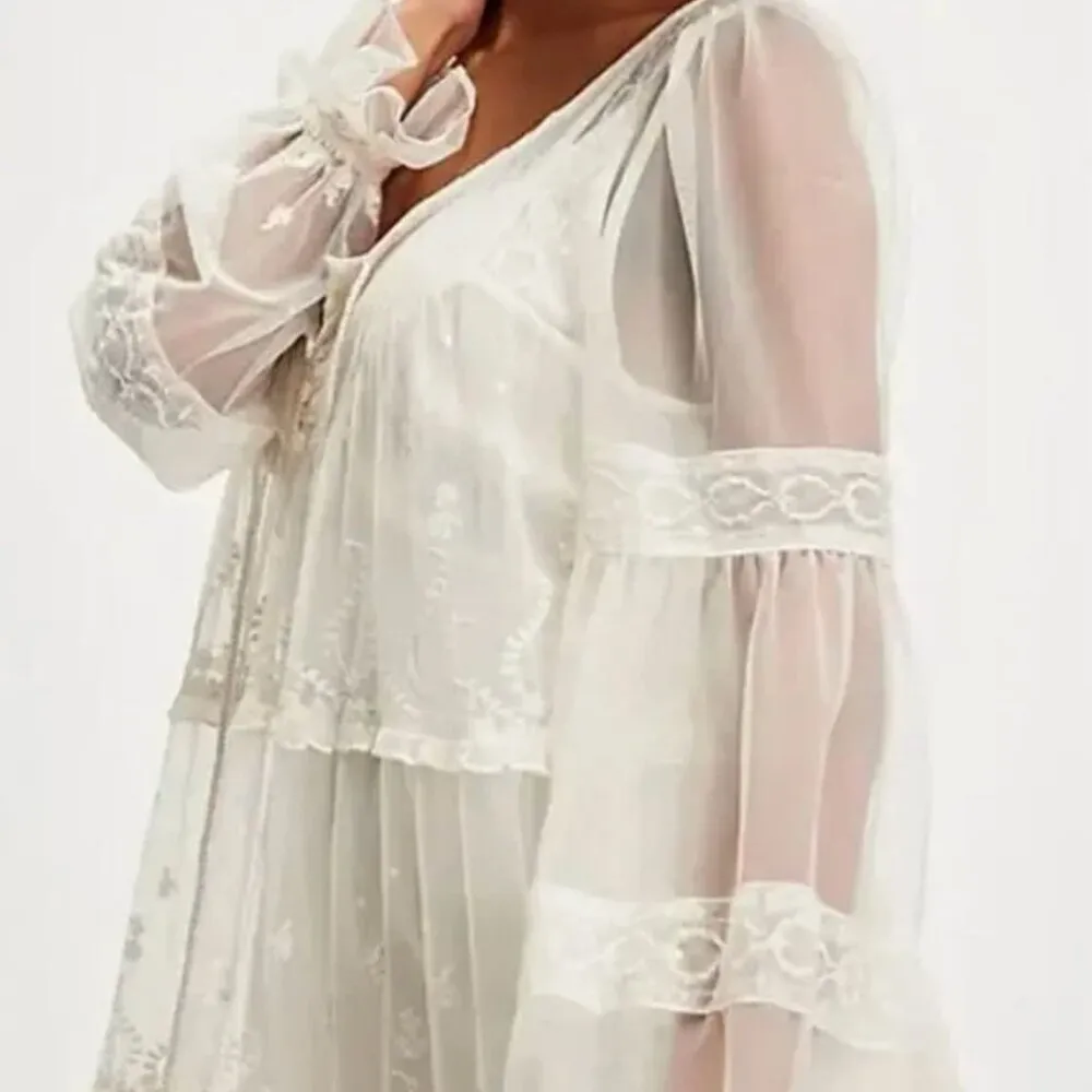 Free People NWOT Stevie Embroidered Mesh & Lace Maxi Dress in Tea - xs - Image 3