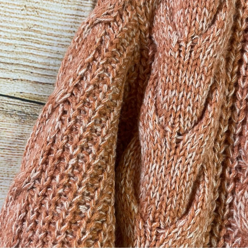chunky knit cozy stretch open cardigan orange/glitter women size XS - Image 6