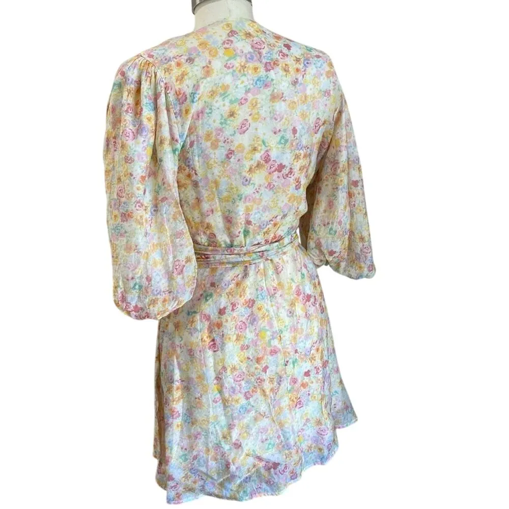 MINKPINK Elvire Floral Romantic Wrap Print Mini Dress Size X-Large - Image 3