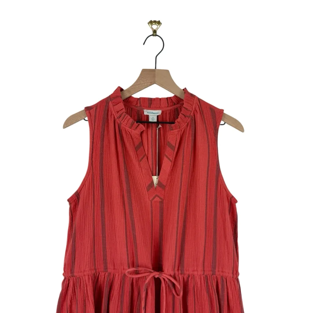 Sundance Adley Striped Gauze Cotton Dress Coral Sz S NWT - Image 3