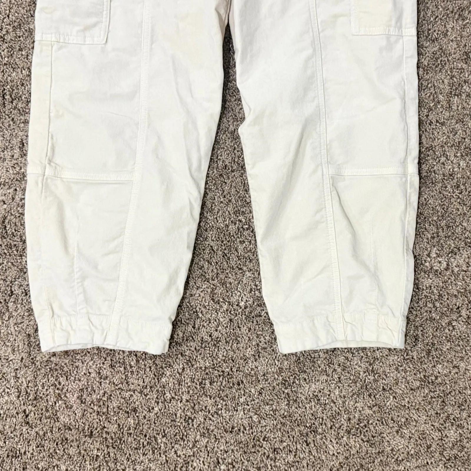 Anthropologie Cream Velvet Cargo Utility Pants Cropped Jogger Style Women's sz 8 - Image 3